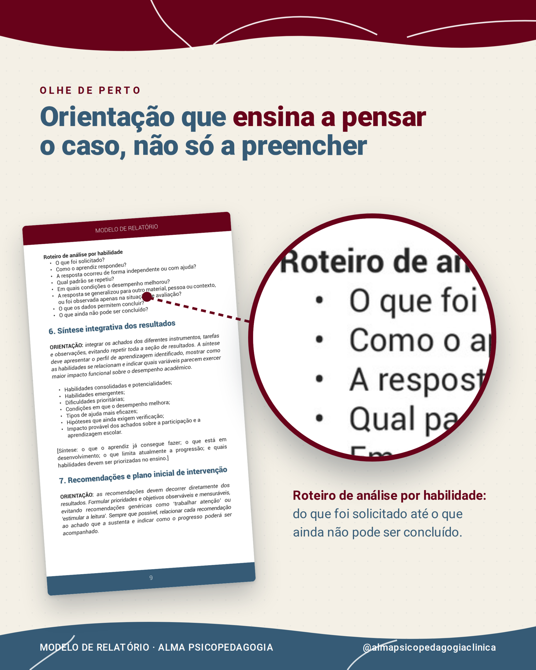 Roteiro de análise por habilidade no modelo de relatório de avaliação